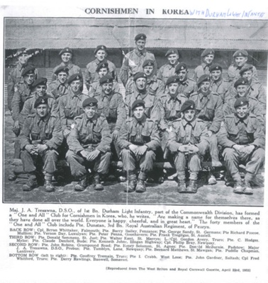 Copies (2) of photograph - "Cornishmen in Korea serving with the Durham Light Infantry"; 37870 Copies (2) of photograph - "Cornishmen in Korea serving with the Durham Light Infantry"; 37870