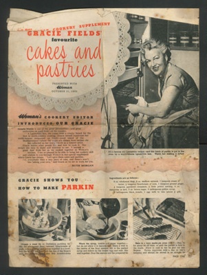 Baking leaflet - 'Woman's cookery Editor - cakes and pastries by Gracie Fields dated 31/10/1953; 79732