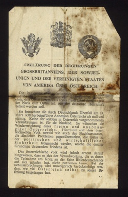 Propaganda leaflet in German- probably from Austria ; 79128 Propaganda leaflet in German- probably from Austria ; 79128