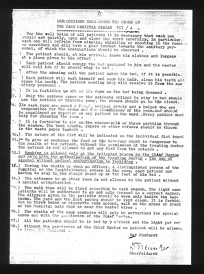Photocopy - dispositions concerning the order in the camp hospital Stalag VIIA; 7602 Photocopy - dispositions concerning the order in the camp hospital Stalag VIIA; 7602