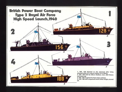 Diagram - British power boat company type 2 R.A.F. high speed launches (4) - nos: HSL 128 - HSL 156 - HSL 164 - HSL 188 - 1940; 1/01/1940; 6109
