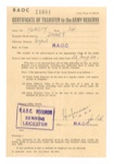 Army form x202b - "Certificate of transfer to the Army Reserve" - Sgt C. Smart - R.A.O.C. - 22/01/1946; 22/01/1946; 36906