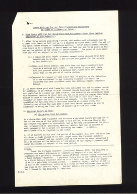 A.R.P information leaflet form e313 - "Leave with pay for A.R.P volunteers in cases of sickness or injury"; 5019