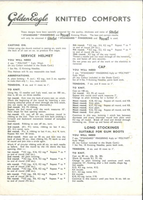 Knitting pattern - "Golden Eagle" knitted comforts - leaflet no: 544 - balaclava - sea boot stockings etc; 35798