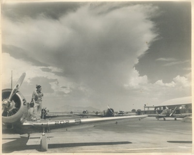 General view of Airfield Apron with AT-6 Advanced Trainer and 1 Cadet - 1941-45; 84039
