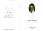 Hans Ludwig funeral booklet - ex inmate of Eden Camp, POW. died 22nd July 2010 - details in h010? Romanian; 59609 Hans Ludwig funeral booklet - ex inmate of Eden Camp, POW. died 22nd July 2010 - details in h010? Romanian; 59609