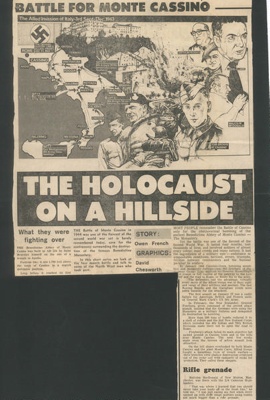 Press cutting - "Battle for Monte Cassino" - Manchester Evening News - 28/11/1988; 28/11/1988; 1978