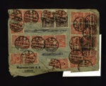 Envelope - postmarked Hamburg 06/11/1923 - cost 1500 million marks & used 101 stamps to post; 6/11/1923; 8956