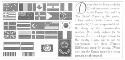 Commemorative first day cover - 50th anniversary of the Korean war - Royal Mail - Glasgow - 28/05/2001; 28/05/2001; 36802 Commemorative first day cover - 50th anniversary of the Korean war - Royal Mail - Glasgow - 28/05/2001; 28/05/2001; 36802