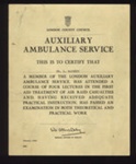 Certificate - London county council auxiliary ambulance service - awarded to Mr L. Sargent; 6837 Certificate - London county council auxiliary ambulance service - awarded to Mr L. Sargent; 6837