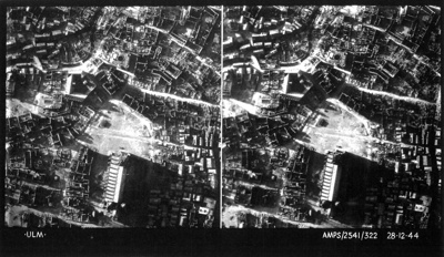 R.A.F. photograph transparency - Bomb Damage at Ulm - 28/12/1944; 28/12/1944; 9014
