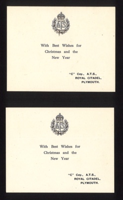 Christmas cards (2) - A.T.S - "C" Coy - Royal Citadel - Plymouth; 9924