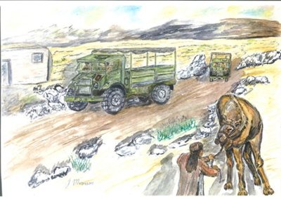 Set of 12 copied water colour paintings by J. Morrison - Royal Signals - relating to his service in Palestine; 37808 Set of 12 copied water colour paintings by J. Morrison - Royal Signals - relating to his service in Palestine; 37808