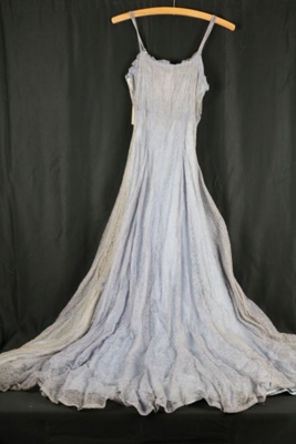 Ladies blue lace evening gown. Poor condition; 73423