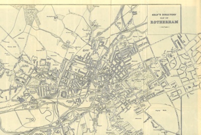 Map - "Kelly's" directory map of Rotherham; 1827 Map - "Kelly's" directory map of Rotherham; 1827