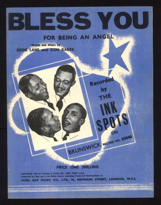 Sheet Music - "Bless You For Being an Angel" by Eddie Lane & Don Baker - 1939; 1/01/1939; 6264