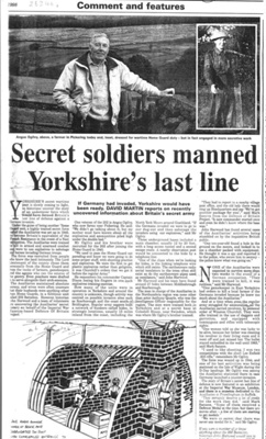 Newspaper article - Britains secret army - special Home Guard units - auxiliarie; 26246
