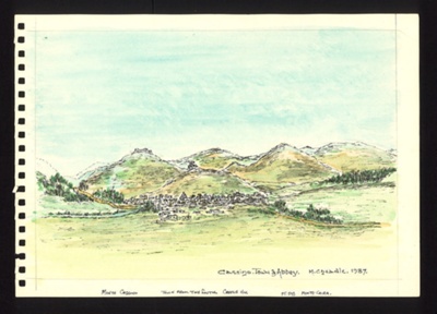 Colour washed pen & ink drawing - Cassino - May 1944; 1/05/1944; 1919 Colour washed pen & ink drawing - Cassino - May 1944; 1/05/1944; 1919