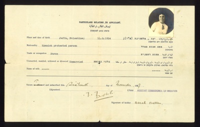 Palestinian citizenship order - 1925 cetificate of naturalisation - Sarah battan - 05/11/1937; 5/11/1937; 55915