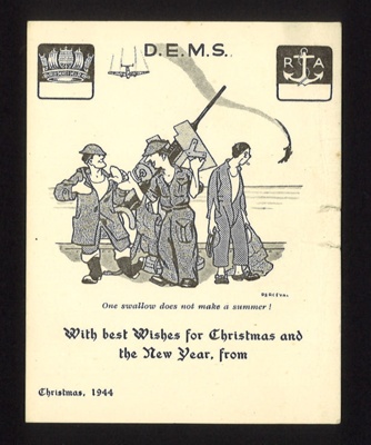 D.E.M.S. Christmas card - "One swallow does not make a summer" - 1944; 25/12/1944; 7650