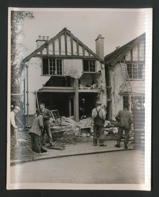Official copyrighted war photograph- 27th July 1940- a damaged house after bombing raid on Eastern counties; 56547