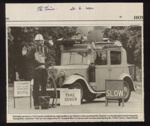 Press cutting - photograph of 1935 Austin Lichfield motor car converted to A.R.P Warden's car; 9780 Press cutting - photograph of 1935 Austin Lichfield motor car converted to A.R.P Warden's car; 9780