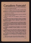 German propaganda leaflet in French - "Canadiens Francais !"; 5100
