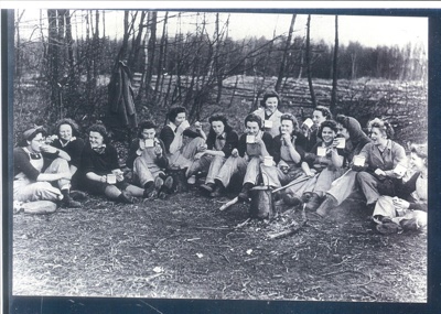 Copied photograph - group of Women's Timber Corps - Bramham woods - York; 37202 Copied photograph - group of Women's Timber Corps - Bramham woods - York; 37202