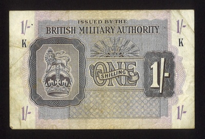 Bank note - British military authority - 1/- shilling note; 6123