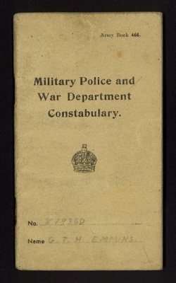 Army book 466 - "Military Police and War Department Constabulary" manuscript note book; 7619