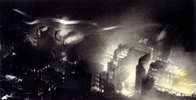 Copy of photograph - London burning - taken from the dome of St. Paul's cathedral - 29/12/1940 ; 29/12/1940; 9027 Copy of photograph - London burning - taken from the dome of St. Paul's cathedral - 29/12/1940 ; 29/12/1940; 9027