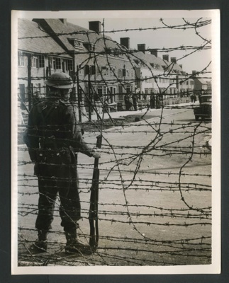 Official copyrighted war photograph- 21st May 1940- housing estate utilized as an internment camp for aliens; 56545