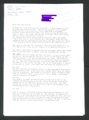 Typescript newsletter - Women's Land Army - courtesy of Dorothy Taylor - autumn 2000; 34418