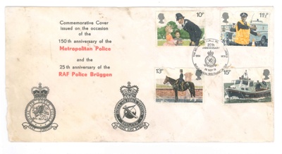 Commemorative Cover issued on the 150th Anniversary of the Metropolitan Police and the RAF Police Bruggen. 1979; 83656