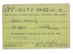 U.S. off-duty pass (green) - U.K. cadet Gordon F. Walker - U.S. Army Air Force Flying School - Alabama; 36861