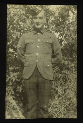 Photo of J.B McFeat (Sgt) P.O.W Stalag 383, 1943 on postcard captured in Dunkirk (Possibly)  ; 76920