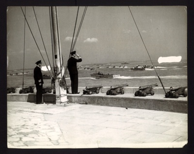 Photograph - H.M. King George VI saluting naval launches; 7694 Photograph - H.M. King George VI saluting naval launches; 7694