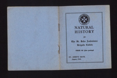 Booklet - "Natural history" - St. John Ambulance - August 1946; 1/08/1946; 5375