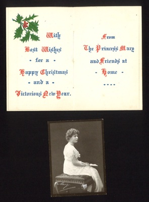 Christmas card- from Princess Mary December 1914- Photograph of Princess Mary enclosed inside; 78844 Christmas card- from Princess Mary December 1914- Photograph of Princess Mary enclosed inside; 78844