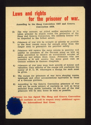 German propaganda leaflet - "Laws and rights for the prisoner of war" / ""Or what did you think ?"; 5096