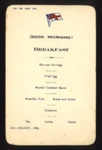 Menu- from the ship S.S. Mataroa, Egypt sailing to Tilbury, England jan 1945; 78858