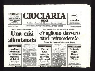 Italian newspaper - Ciociaria Oggi" - 17/03/1989; 17/03/1989; 1972 Italian newspaper - Ciociaria Oggi" - 17/03/1989; 17/03/1989; 1972