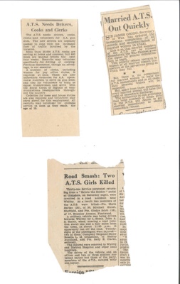 Press cuttings (3) - articles re: A.T.S. vacancies & demobilisation; 36680 Press cuttings (3) - articles re: A.T.S. vacancies & demobilisation; 36680
