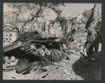 Photograph - French infantrymen pass a shattered German tank at Mount Maio - May 1944; 1/05/1944; 2614
