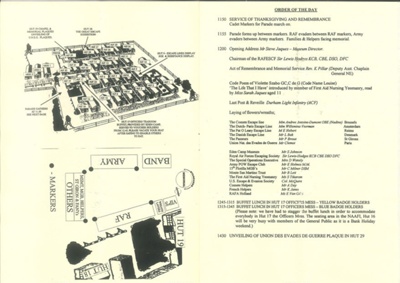 Master copies - Service programme for Escapers and Evaders Reunion - Eden Camp - 28/04/2001; 28/04/2001; 35705 Master copies - Service programme for Escapers and Evaders Reunion - Eden Camp - 28/04/2001; 28/04/2001; 35705