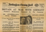 Newspaper - copy of Nottingham evening post 3rd September 1939 "Britain at war with Germany" good condition; 3/09/1939; 70732 Newspaper - copy of Nottingham evening post 3rd September 1939 "Britain at war with Germany" good condition; 3/09/1939; 70732