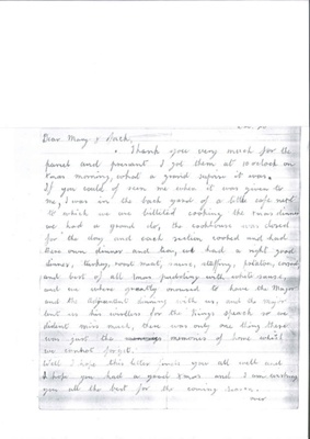 Copy of a letter from driver A. Tiffin - R.A.S.C. - Christmas 1939 - to his sister; 25/12/1939; 34632