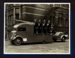 Photograph - East Ham fire engine, tender, & 5 crew members; 6718