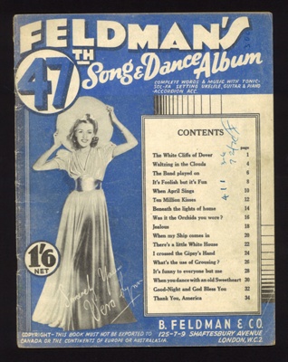 Sheet Music -"Feldman's 47th Song and Dance Album" - B. Feldman & Co; 9111