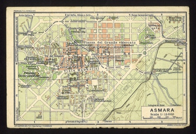 Italian map - street map of Asmara - Eritrea (Ethiopia) - circa 1940s; 6142